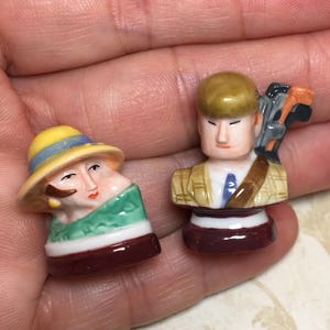 ROARING TWENTIES Flapper Couple Fashionable Man Woman golf golfing gift French Feve Feves Figurines Doll House Miniatures N288