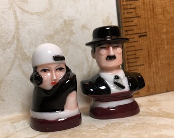 ROARING TWENTIES Flapper Couple Fashionable Man Woman - French Feve Feves Figurines Doll House Miniatures N288