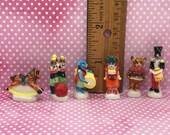 Antique TOYS Rocking Horse Bowling Wind-up Bunny Doll Bear Soldier Nursery Playroom - French Feve Feves Porcelain Figurines Dollhouse QQ92