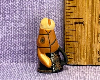 Ancient GREEK Donkey Drinking Vessel Classical Mini Art Museum Pottery Artifact Vase Pitcher Water Jug French Feve Dollhouse Miniatures V306