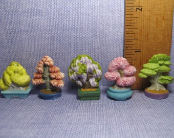 French Feve - BONSAI TREES Asian Japanese Art Zen Fairy Garden Japan Tiny Porcelin Feves Figurine Dollhouse Miniature Mini OO1