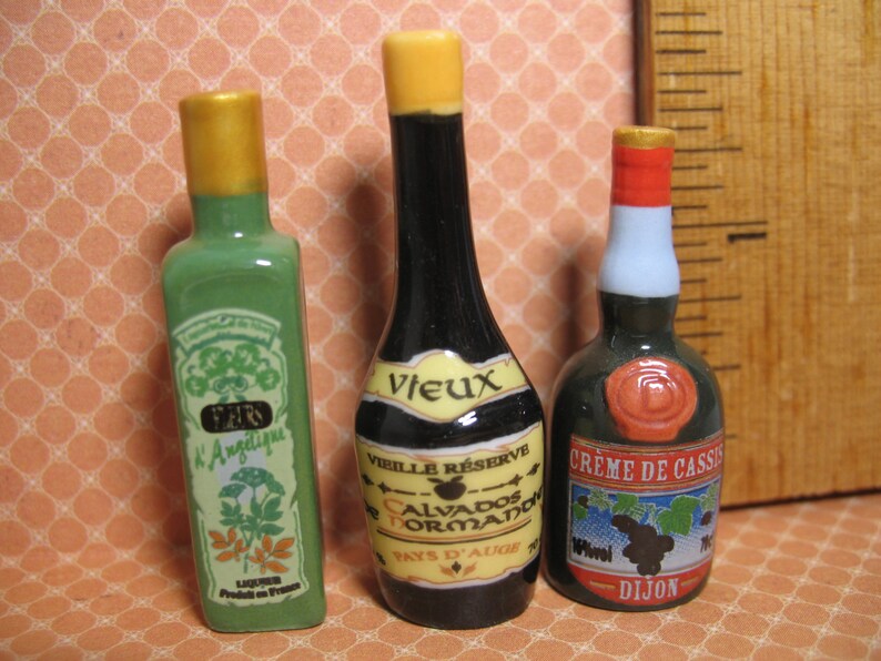 Tiny LIQUOR BOTTLES Liqueur Calvados Creme De Cassis Etsy