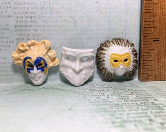 VENETIAN Carnival MASKS Mask Venice Mardi Gras -  French Feve Feves Porcelain Figurines King Cake Baby Dollhouse Miniatures YY30