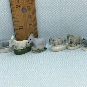 DONKEY Vintage Animal Nativity Figures Santons Miniature Creche Donkeys Mule Mules French Feve Feves Porcelain Figurines CC110