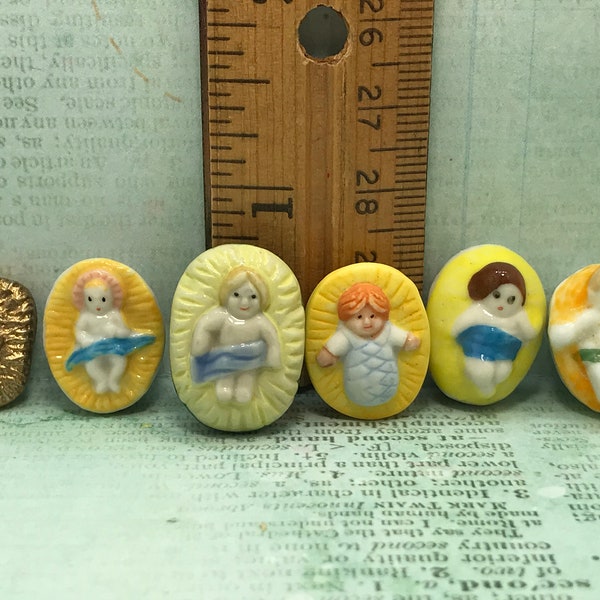 Vintage Baby Jesus French Feves - Infant Nativity Creche Santon Santons Porcelain Figurines King Cake Baby Charms Babies Feves LL110