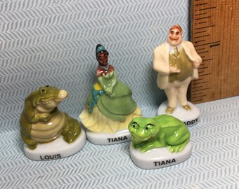 Disney TIANA The Princess and the Frog, Frogs, Big Daddy, Louis  - French Feve Feves Figurines Dollhouse Miniatures EE10