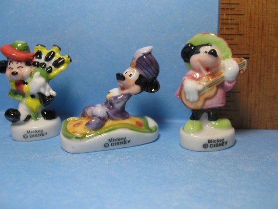 Disney's Its a Small World International Mickey Mouse Scottish, Magic Carpet,  Mexico French Feve Feves Figurines Dollhouse Miniature PP15 