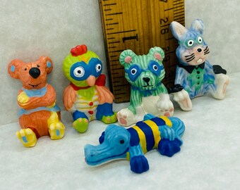 Corduroy NURSERY ANIMALS Gurumi Baby Stuffed Animal Toy Teddy Bear Owl Bunny Aligator - French Feve Feves Figurines Dollhouse Miniature W77