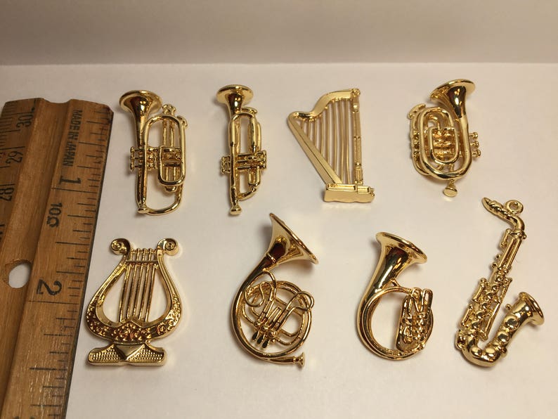 Golden Metal MUSICAL INSTRUMENTS Harp Lyre Sax Trumpet Horn Etsy