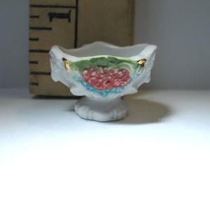 Mini Antique Pottery Bowl Compote Fancy Porcelain  French Feve Feves Porcelain Figurines Dollhouse Miniatures Mini  H56