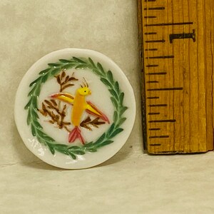 Tiny Bird PLATE Platter Mini Dishes Kitchen Vintage Porcelain French Feves Figurine Dollhouse Miniature Dolls Dollhouse TT62