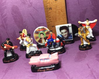 Tiny ELVIS PRESLEY collection Gold Suit Records Record Albums- French Feve Feves Figurines Miniatures OO45