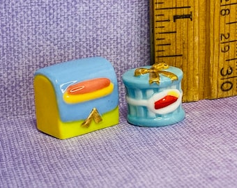 BAKERY BOXES Pastries Cakes Pie Eclair Desserts Mini Tiny Food Storage Shopping Patisserie French Feve Feves Dollhouse Miniatures N33
