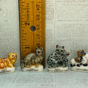 CAT BREEDS Kitten Cat  Persian British Shorthair Siamese Burmese French Feve Feves Porcelain Figurines Dollhouse Miniatures Figures D191