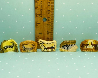 Prehistoric CAVE PAINTINGS Cavemen Drawings Stone Age Archeology Art Museum replicas - French Feve Feves Porcelain Dollhouse Miniatures PP32