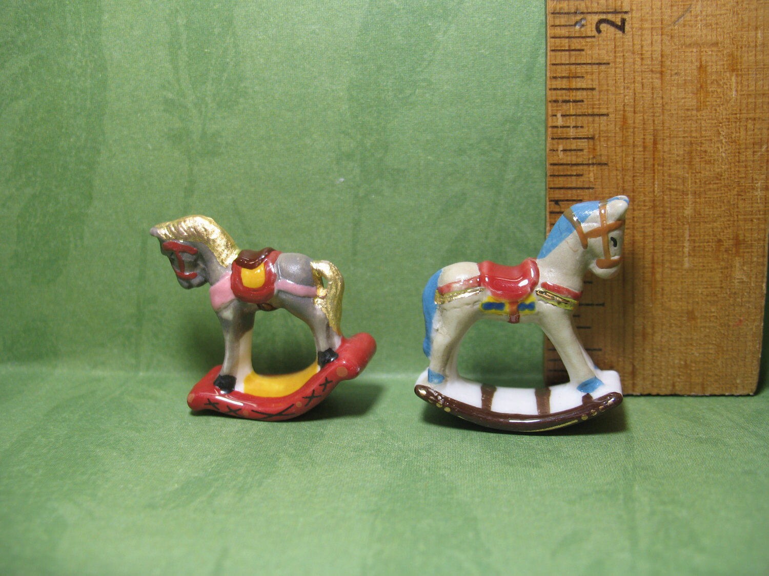 Rocking Horses Porcelain Miniatures Dollhouse French Feves 