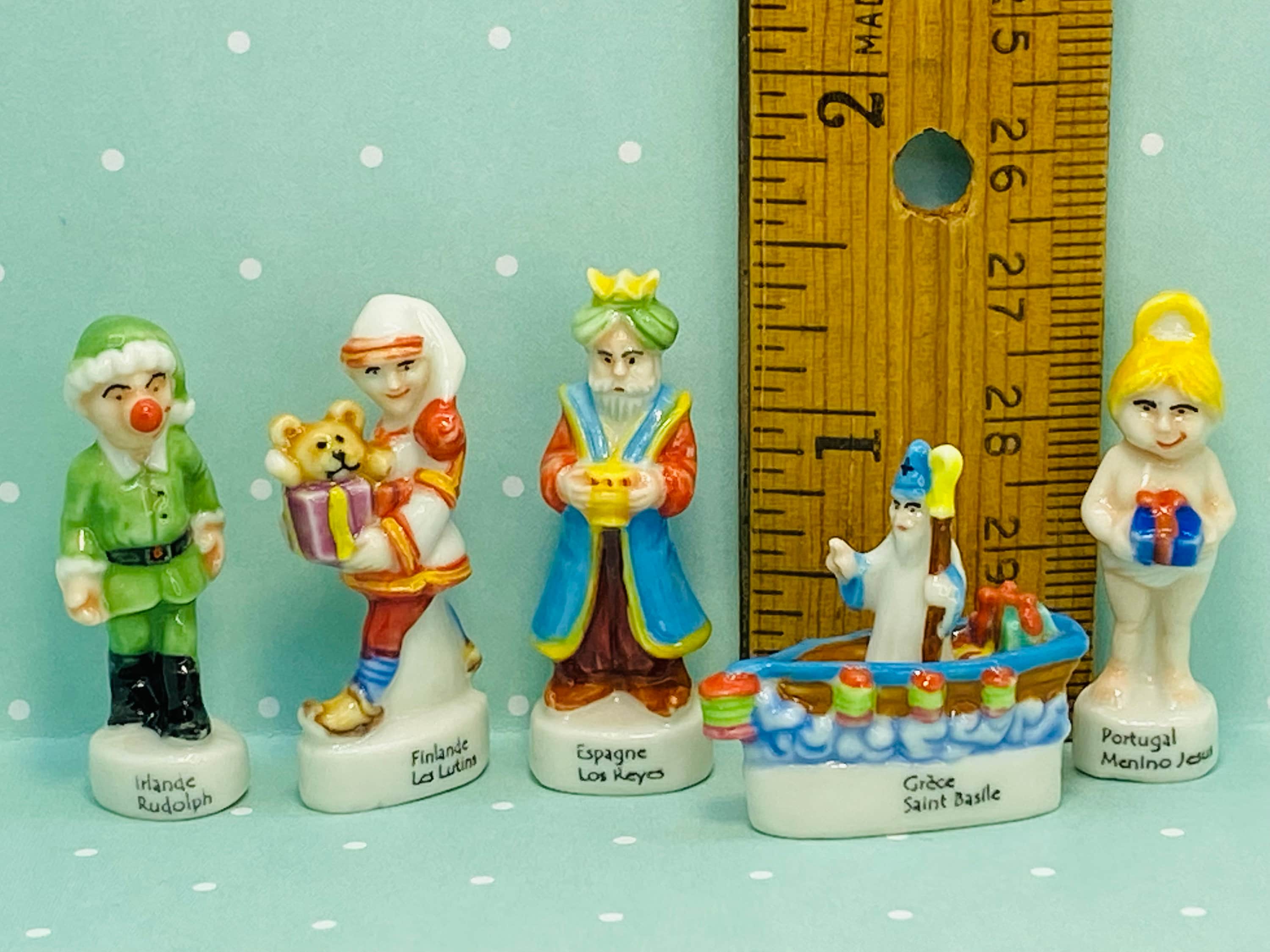 Father Christmas Traditional International Santa Rudolph Sprites Los Reyes St Basil Baby Jesus-French Feve Feves Figurine Miniature JJ90