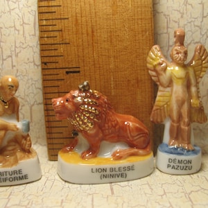 Treasures of Babylonia: Cuneiform Writer, Injured Lion of Nineveh, Demon God Pazuzu Babylon French Feve Feves Dollhouse Miniatures LL95