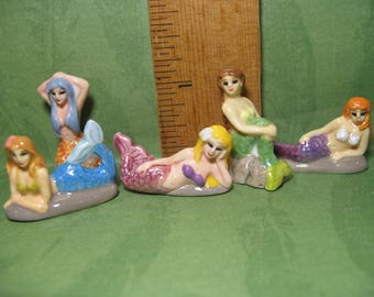 MERMAIDS Water Maidens Nymph MERMAID Siren Sea Sprite Nereid Naiad-  French Porcelain Feve Feves Mini Figurine Dollhouse Miniature UU30