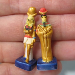 GOLDEN GODS Egyptian Pharoah&#39;s Treasures Godess, God & Sarcophagus Egypt Art Artifacts - French Feve Feves Dollhouse Miniatures H11