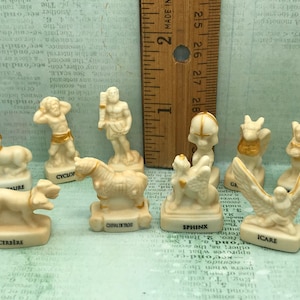 GREEK GODS & CREATURES Mythology Hercules Atlas Cyclops Icarus Sphinx Griffon Centaur - French Feve Feves Porcelain Dollhouse Miniatures Q52