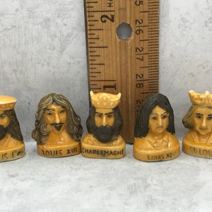 Tiny Miniature Busts Charlemagne Clovis King St Louis Saint Sculpture Statue French Feve Feves Porcelain Figurine Dollhouse Miniatures  FF3
