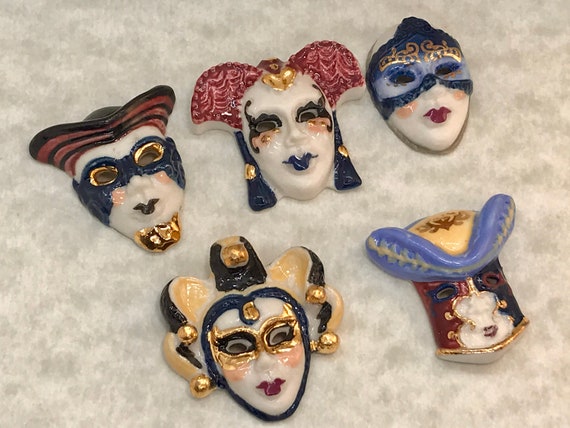 Assorted 6 Colors Venetian Mask - Mardi Gras Theme Ornaments 