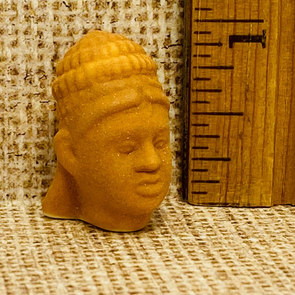 Ancient AFRICAN HEAD Pottery Bust Tiny Museum Reproduction Archeology Artifact Primitive Art Mini French Feve Feves Dollhouse Miniature XX6