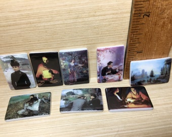 Louvre Art Museum Mini Paintings Treasures Friant, La Tour, Lepage, Prouve, Gellee - Franse Feve Feves-poppenhuisminiaturen x42