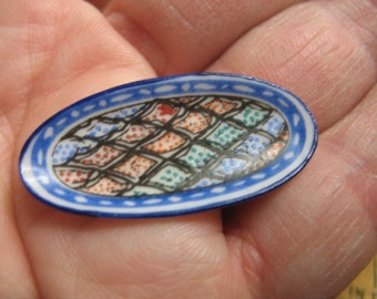 African Moroccan Middle Eastern Oriental Pottery Turkish Greek Olive Plate Platter  - French Feve Feves Porcelain Dollhouse Miniatures W50