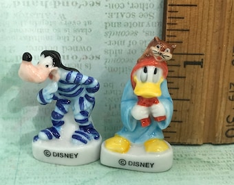 Pijamas de Halloween de Disney con el PATO DONALD y Goofy - Figuras de porcelana francesa Feve Feves Miniaturas para casas de muñecas T111
