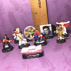 Tiny ELVIS PRESLEY collection Gold Suit Records Record Albums- French Feve Feves Figurines Dollhouse Miniatures OO45