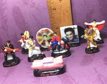 Tiny ELVIS PRESLEY collection Gold Suit Records Record Albums- French Feve Feves Figurines Dollhouse Miniatures OO45