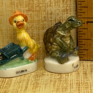 SATURNIN Słodki Dynamo Kaczka i Żółw Cartoon - Francuski Feve Feves Porcelanowe Domki dla Lalek Miniatury Figurki NN1