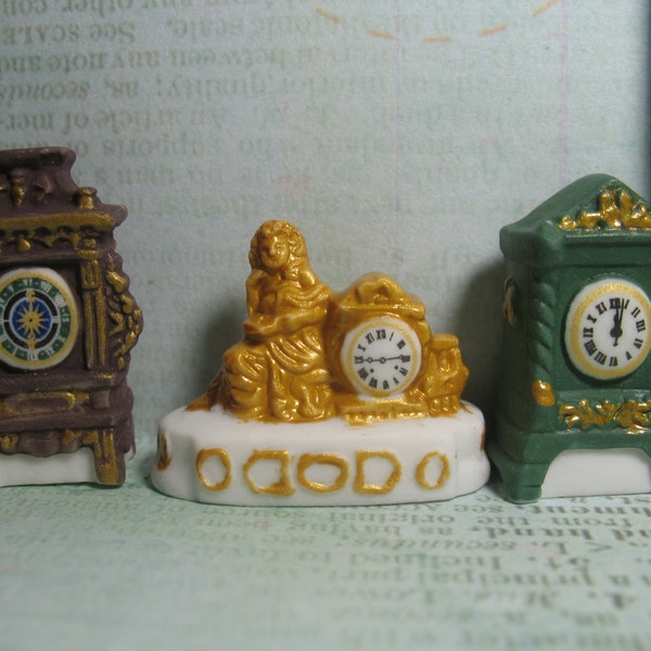 Mini Vintage Mantle Clock Clocks Antique Style  - French Feve Feves Tiny Dollhouse Miniature - pick one or several  Y53