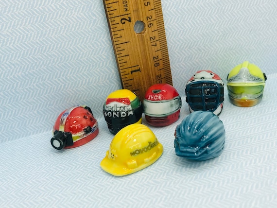 HELMETS & HATS Miniature Millinery Bike Motorcycle Helmet Ice Hockey Car Racing Fire Construction Mining- French Feve Feves Dollhouse N313 - Etsy HELMETS & HATS Miniature Millinery Bike Motorcycle Helmet Ice Hockey Car Racing Fire Construction Mining- French Feve Feves Dollhouse N313 - Etsy