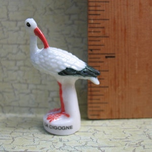 STORK  - Bird Birds Storks  -  French Porcelain Feve Feves Mini Figurine Miniature  X51