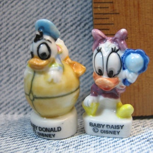 DISNEY Baby Donald Daisy Mickey Vintage - French Feve Feves Porcelain Figurines Dollhouse Miniatures R33