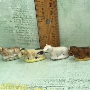 Tiny COW Calf Cows Cattle Perfect for a Nativity Vintage Animal Animals Farm French Feve Feves Porcelain Figurines Dollhouse Miniatures CC62