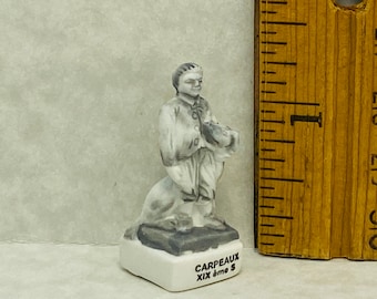 Tiny Man & Dog Marble Statue Classical Greece from Louvre museum Sculpture Art vintage French Feve Feves Porcelain Dollhouse Miniatures M141