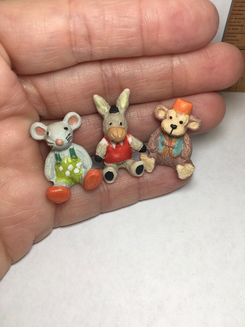 Tiny Stuffed Animals Monkey Mouse Bear Donkey Dog Nursery Baby - Etsy