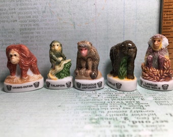 Tiny PRIMATES Species Orangutan, Talapoin, Macaque, Gorilla, Douc Langur Monkey - French Feve Feves Figurines Dollhouse Miniature YY4