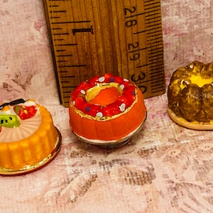 Tiny Fancy Cakes Desserts Gateau Bakery Pastry Kitchen Baking Baked - French Feve Feves Metal Figurines DollHouse Miniatures Mini Food A12