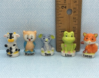 Tiny BABY ANIMALS Cartoon Cow Owl Mouse Frog Fox Nursery Gift Animal - French Feve Feves Figurines Porcelain Dollhouse Miniature R30