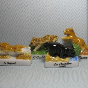 BIG CAT Cubs Leopard Panther Puma Ocelot Cheetah  - French Feve Feves Figurines Dollhouse Miniatures Lions X57