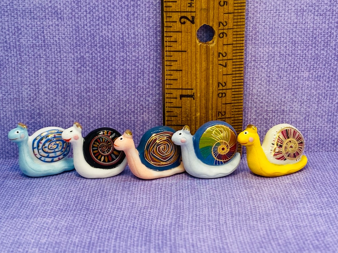 SNAILS Decorated Shells Snail Figures Escargot Sculptures - French Feve ...