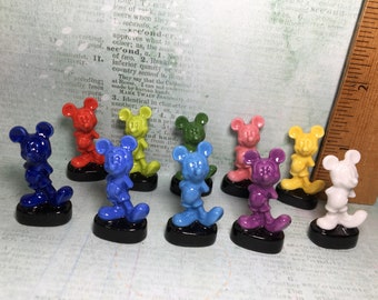 MICKEY MOUSE Solid Color Mini Statues Disney Colorful - Pick Your Favorite - French Feve Feves Porcelain Figurines Dollhouse Miniature V149