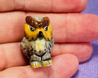 ゴージャスな手描きのフクロウ フランス製 Feves フェーヴ 磁器製