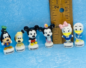 DISNEY Baby Musse Pigg Minnie Långben Kalle Anka Pluto 6 st - Franska Feve Feves Porslinsfigurer Dockhusminiatyrer MM155