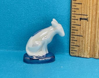 Donkey Mule Pearly Blue Nativity Animal figure Creche Santons French Feve Feves Figurines Dollhouse Miniatures BL